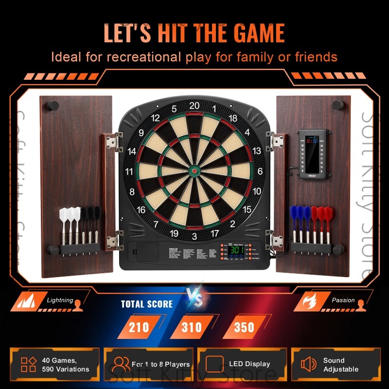 Electronic Dartboard Cabinet - Set Bersaglio per Freccette con Mobiletto